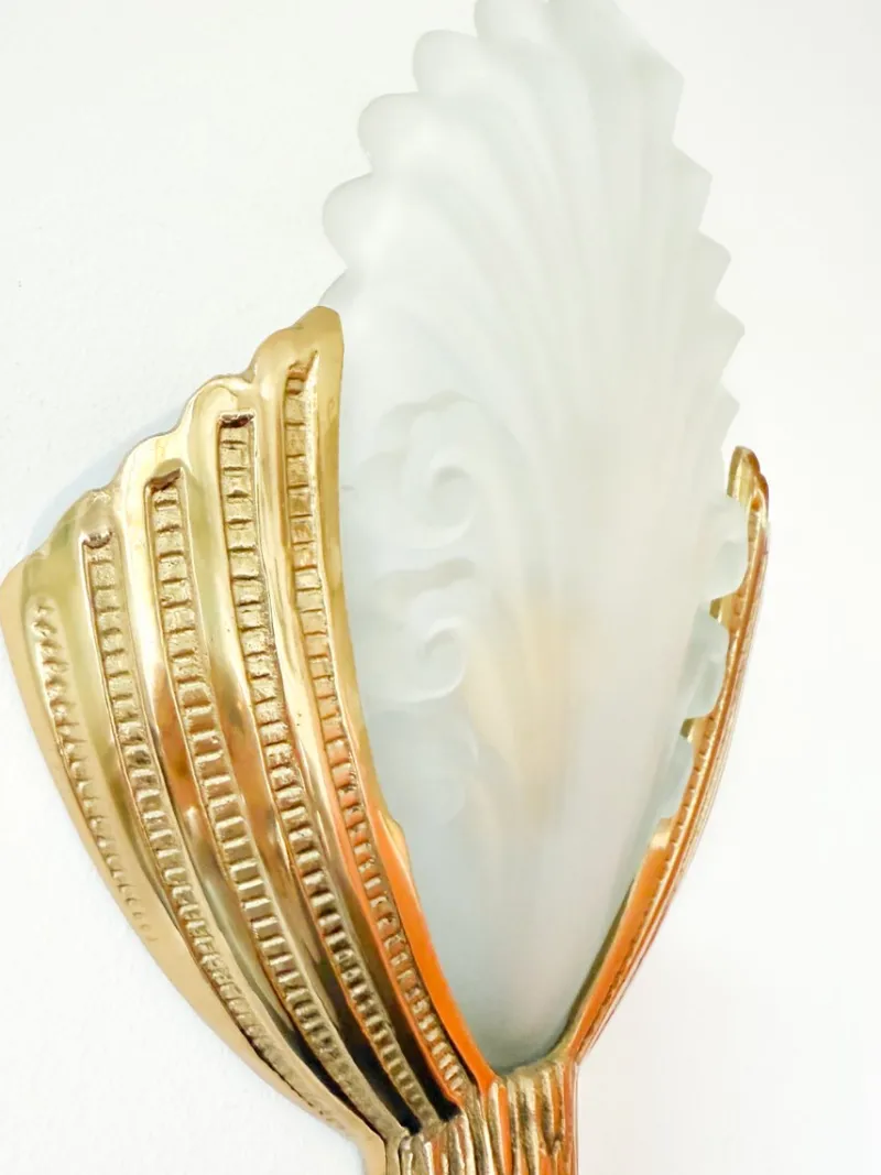 Pamono Art Deco Wall Sconce by Marcel Hudry and Val Saint Lambert, 1920s
