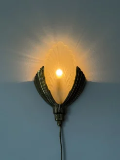 Pamono Art Deco Wall Sconce by Marcel Hudry and Val Saint Lambert, 1920s