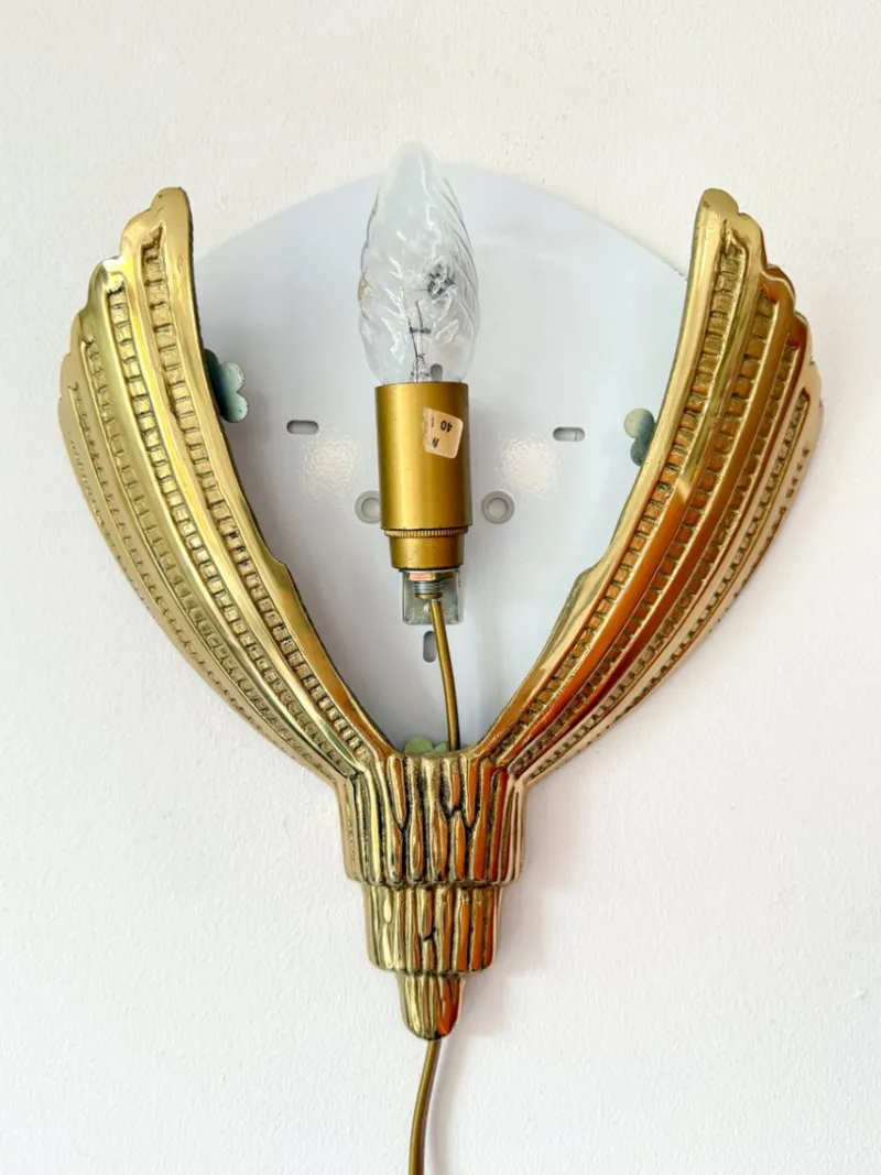 Pamono Art Deco Wall Sconce by Marcel Hudry and Val Saint Lambert, 1920s