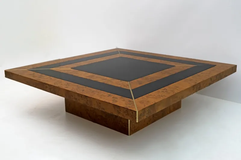 Pamono Art Deco Walnut & Lacquer Coffee Table, Italy, 1970s> Coffee & Side Tables