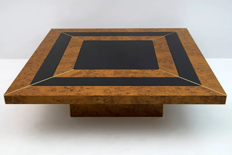 Pamono Art Deco Walnut & Lacquer Coffee Table, Italy, 1970s> Coffee & Side Tables