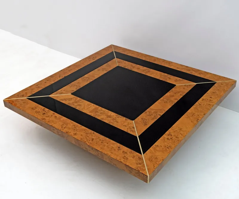 Pamono Art Deco Walnut & Lacquer Coffee Table, Italy, 1970s> Coffee & Side Tables