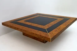 Pamono Art Deco Walnut & Lacquer Coffee Table, Italy, 1970s><noscript><img width=