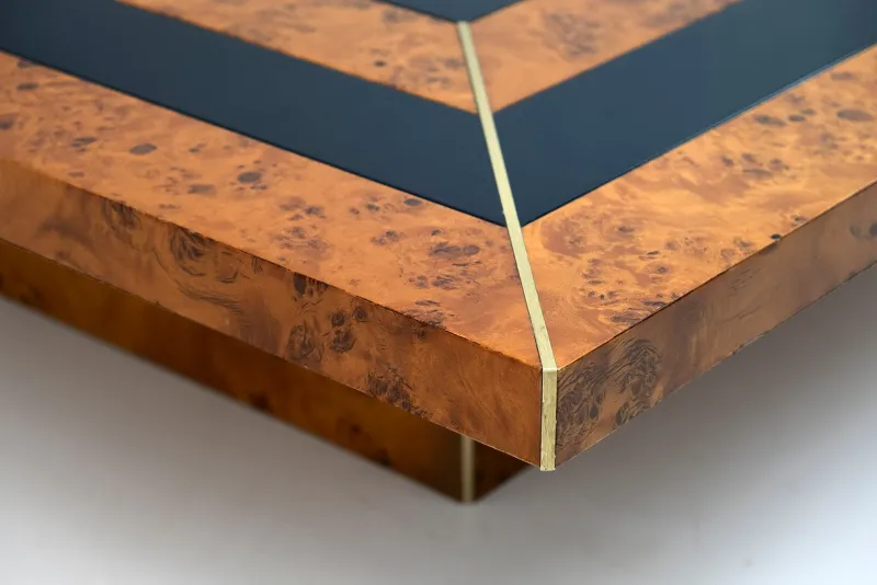 Pamono Art Deco Walnut & Lacquer Coffee Table, Italy, 1970s> Coffee & Side Tables