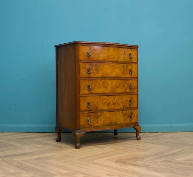 Sale Pamono Art Deco Walnut and Walnut Veneer Chest of Drawers, 1950s