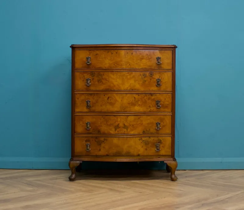 Sale Pamono Art Deco Walnut and Walnut Veneer Chest of Drawers, 1950s