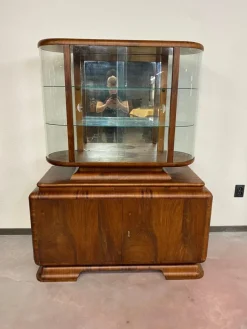 Clearance Pamono Art Deco Walnut Showcase, 1930s