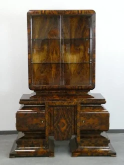 Hot Pamono Art Deco Walnut Showcase, 1930s, Set of 2