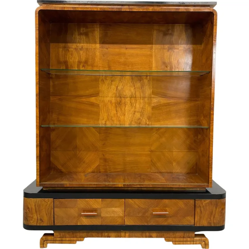 Pamono Art Deco Walnut Showcase, 1930s