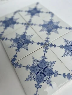 Outlet Pamono Art Deco White and Blue Glazed Tiles by Le Glaive, 1920