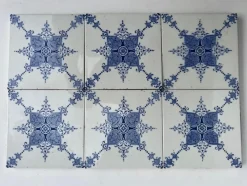 Outlet Pamono Art Deco White and Blue Glazed Tiles by Le Glaive, 1920