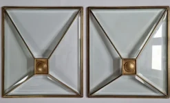 Pamono Art Deco Windows in Faceted Glass and Brass, Austria, 1930s, Set of 2><noscript><img width=
