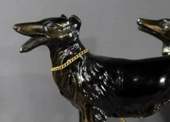 Best Pamono Art Deco Woman with Greyhounds, 1930, Patinated Metal