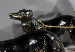 Best Pamono Art Deco Woman with Greyhounds, 1930, Patinated Metal