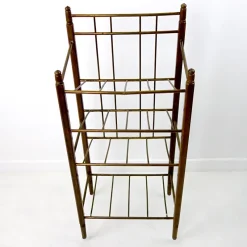 Sale Pamono Art Deco Wood and Brass Magazine Stand from Ernst Rockhausen & Söhne
