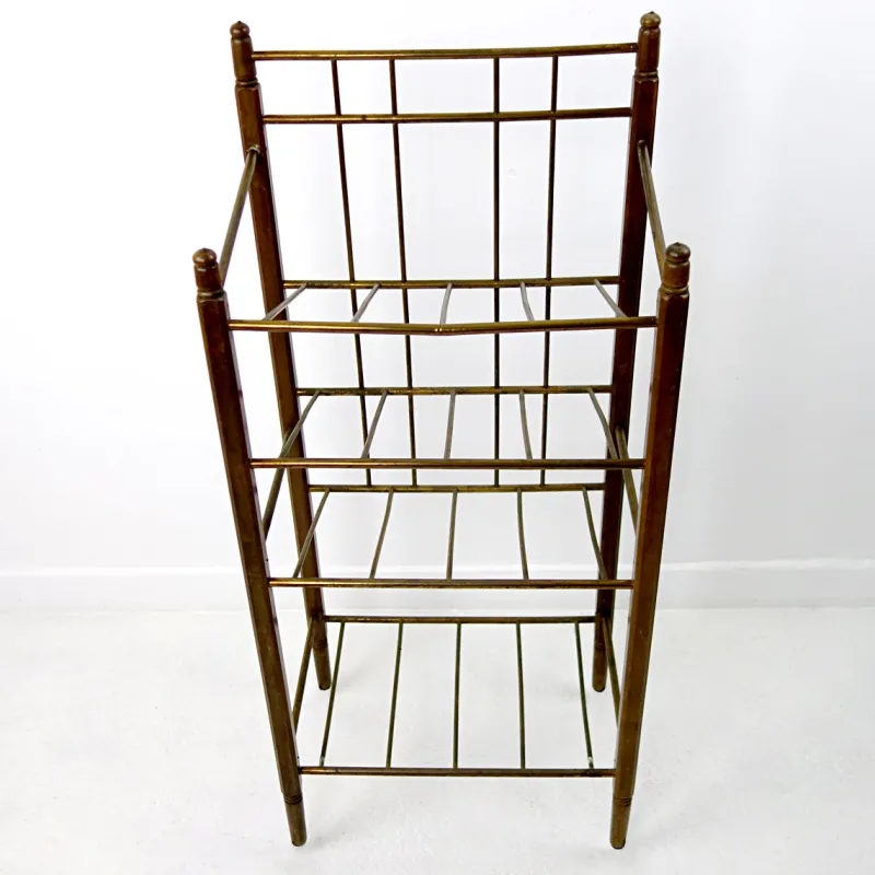 Sale Pamono Art Deco Wood and Brass Magazine Stand from Ernst Rockhausen & Söhne