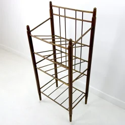 Sale Pamono Art Deco Wood and Brass Magazine Stand from Ernst Rockhausen & Söhne