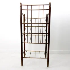 Sale Pamono Art Deco Wood and Brass Magazine Stand from Ernst Rockhausen & Söhne