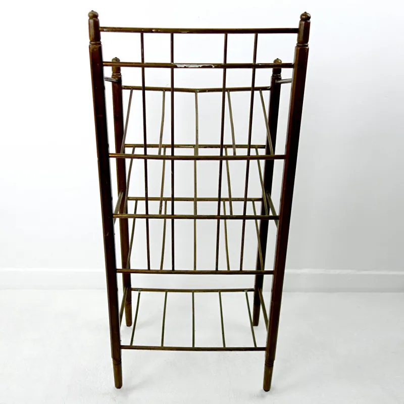 Sale Pamono Art Deco Wood and Brass Magazine Stand from Ernst Rockhausen & Söhne