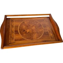 Pamono Art Deco Wood Marquetry Tray, France, 1940s> Trays