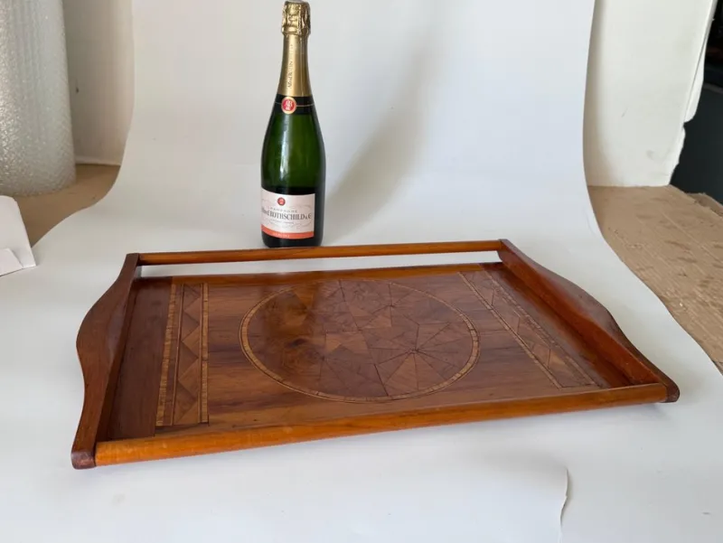 Pamono Art Deco Wood Marquetry Tray, France, 1940s> Trays