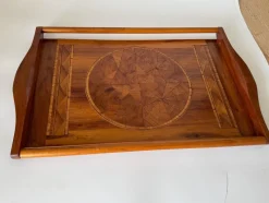 Pamono Art Deco Wood Marquetry Tray, France, 1940s><noscript><img width=