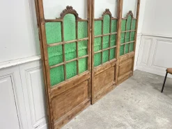 New Pamono Art Deco Wooden and Hammered Glass Screen, 1950s