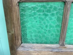 New Pamono Art Deco Wooden and Hammered Glass Screen, 1950s