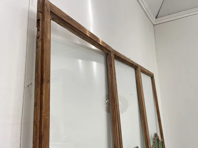 New Pamono Art Deco Wooden and Hammered Glass Screen, 1950s