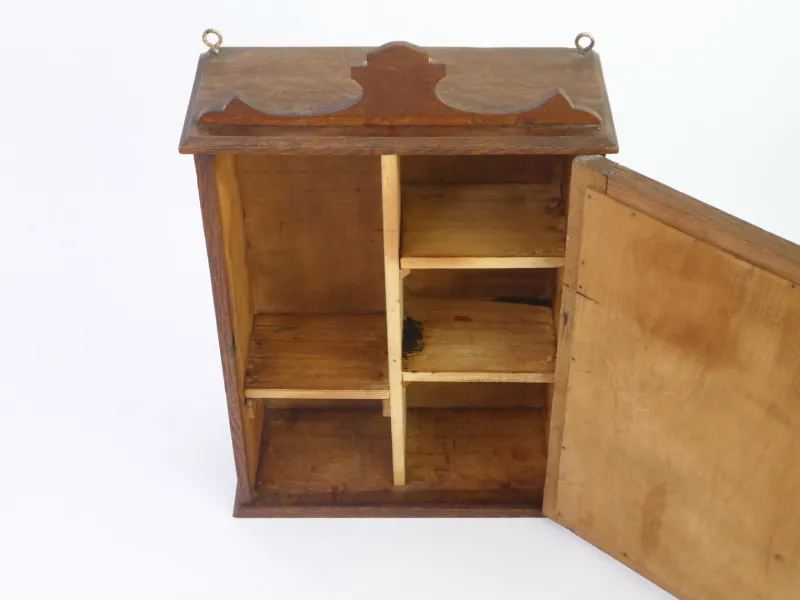 Pamono Art Deco Wooden Apothecary Cabinet with Beveled Mirror and Shelves, 1940s> Shelves & Wall Units