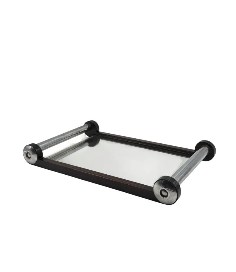 Pamono Art Deco Wooden Mirrored Tray, France, 1930s> Trays