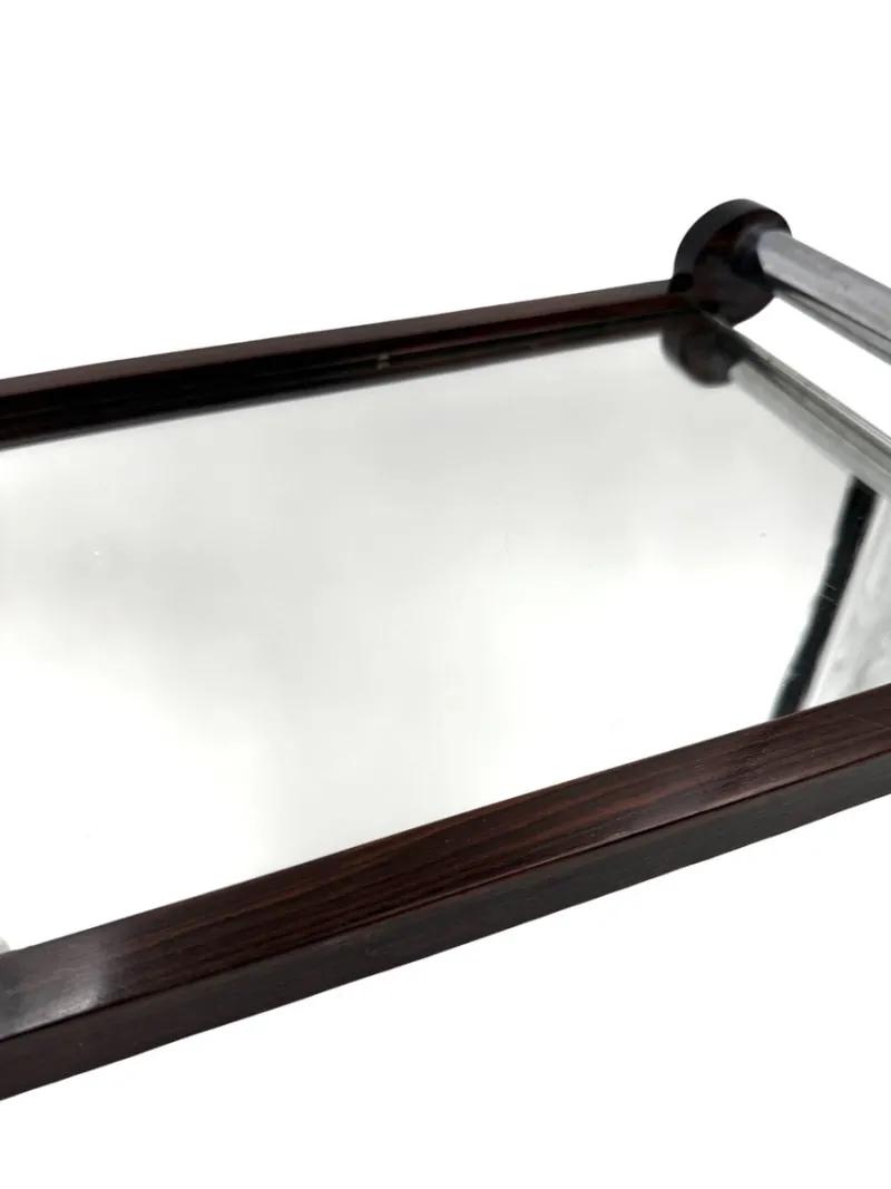 Pamono Art Deco Wooden Mirrored Tray, France, 1930s> Trays