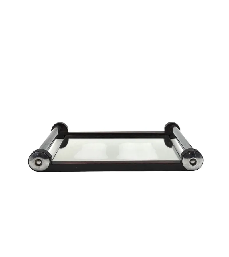 Pamono Art Deco Wooden Mirrored Tray, France, 1930s> Trays