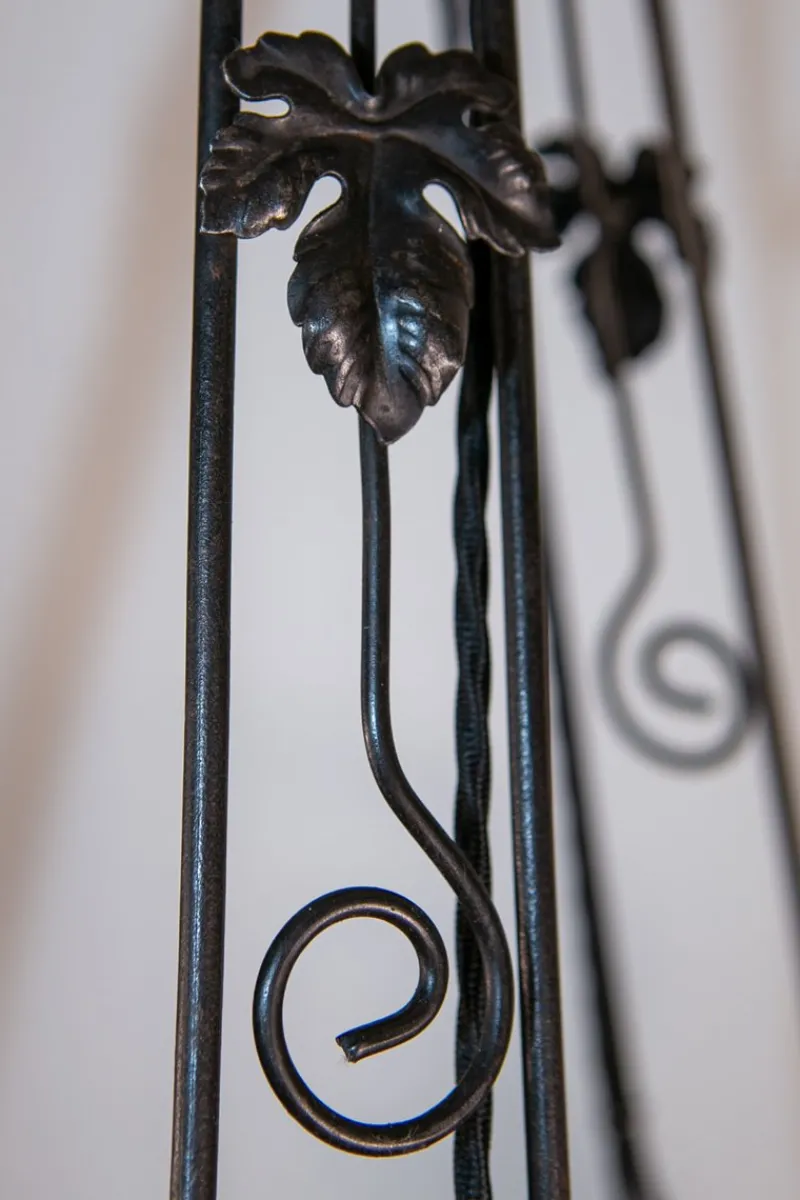 Pamono Art Deco Wrought Iron and Pate de Verre Lamp by G. V. Croismare for Muller Frères, France, 1925> Ceiling Lights