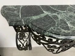Pamono Art Deco Wrought Iron Console with Alpine Green Marble><noscript><img width=