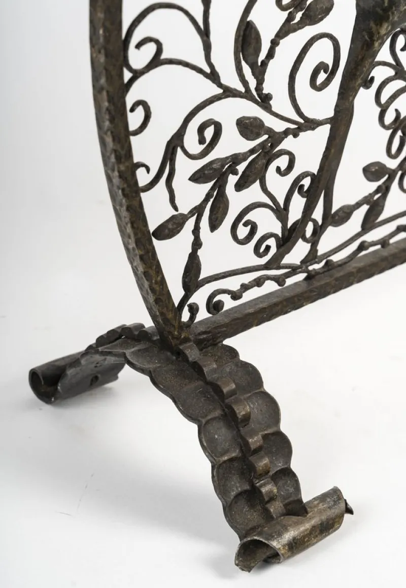 Pamono Art Deco Wrought Iron Fire Screen, 1930s