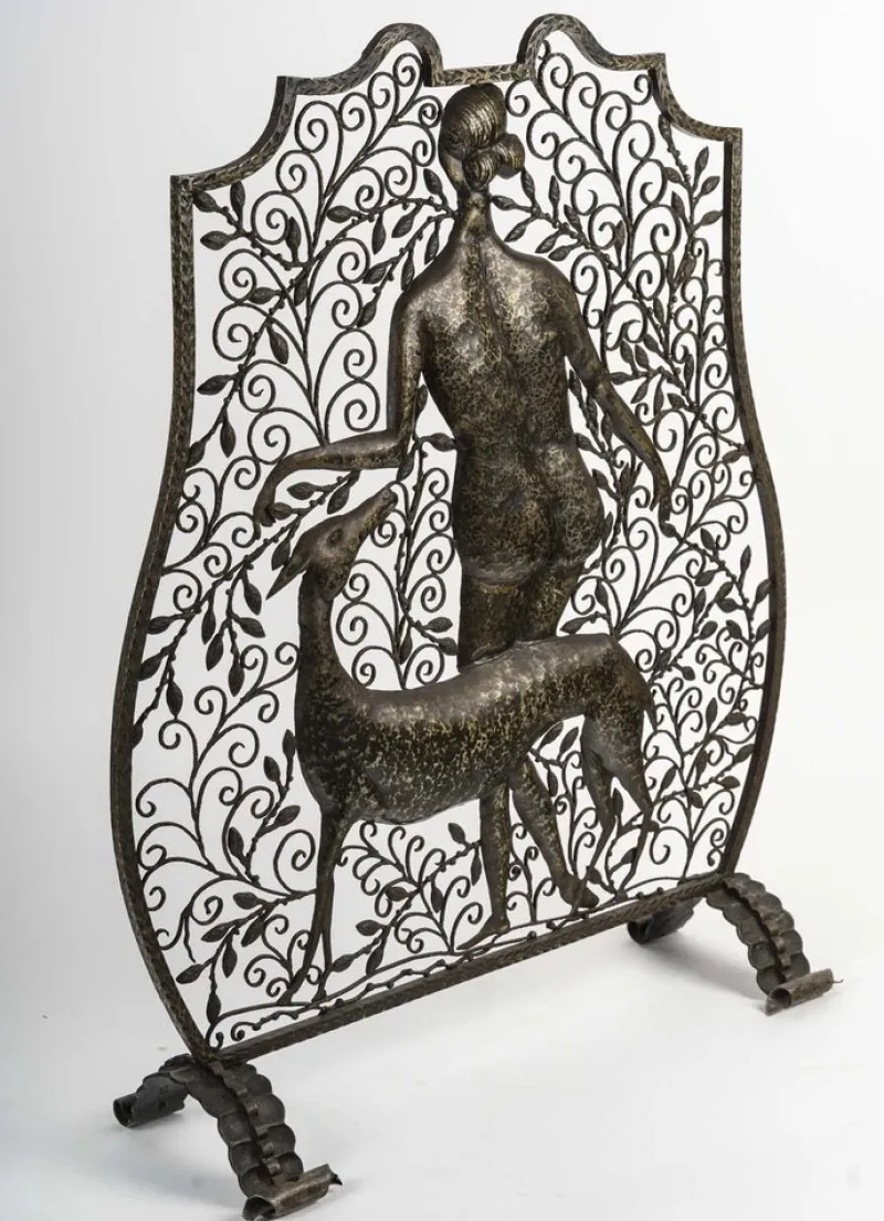 Pamono Art Deco Wrought Iron Fire Screen, 1930s