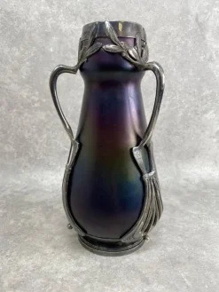 Pamono Art Nouveau Art Glass Vase attributed to Wilhelm Kralik Sohne, 1890s><noscript><img width=