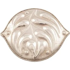 Pamono Art Nouveau Austrian Silver Brooch with Embossed Leaves attributed to Josef Hoffmann, 1912> Brooches