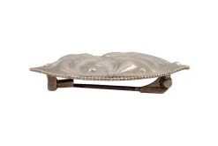 Pamono Art Nouveau Austrian Silver Brooch with Embossed Leaves attributed to Josef Hoffmann, 1912><noscript><img width=