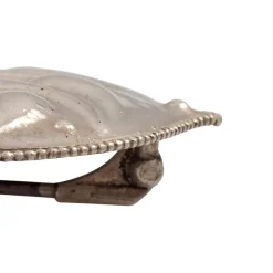 Pamono Art Nouveau Austrian Silver Brooch with Embossed Leaves attributed to Josef Hoffmann, 1912><noscript><img width=