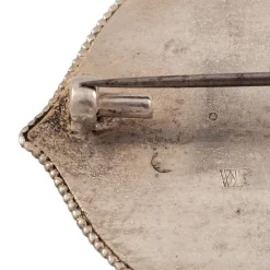 Pamono Art Nouveau Austrian Silver Brooch with Embossed Leaves attributed to Josef Hoffmann, 1912><noscript><img width=