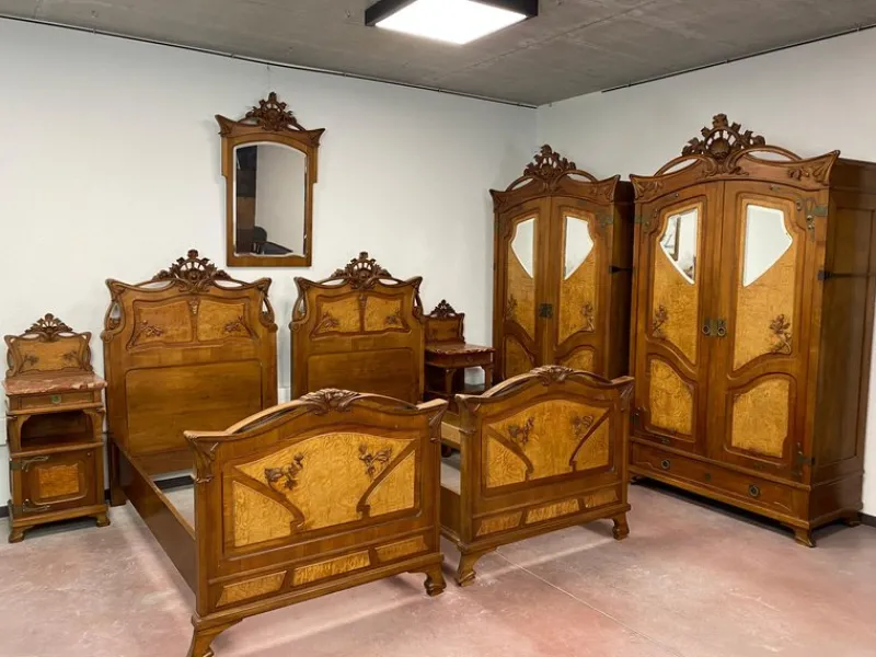 Pamono Art Nouveau Bedroom Set by Louis Majorelle, 1890s, Set of 7> Living Room Sets