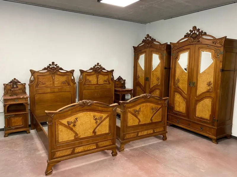 Pamono Art Nouveau Bedroom Set by Louis Majorelle, 1890s, Set of 7> Living Room Sets