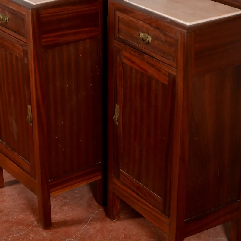 Discount Pamono Art Nouveau Bedside Tables with Marble Tops, 1890s, Set of 2