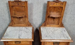 Pamono Art Nouveau Bedside Tables in Walnut, 1890s, Set of 2><noscript><img width=