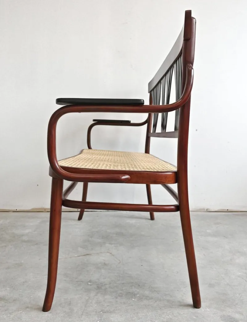 Pamono Art Nouveau Bench in Bentwood with Cane Seat, Austria, 1890s> Worktables & Workbenches