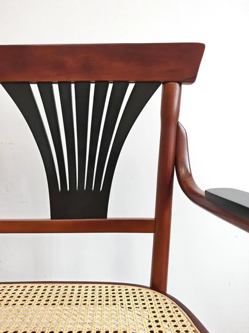 Pamono Art Nouveau Bench in Bentwood with Cane Seat, Austria, 1890s> Worktables & Workbenches