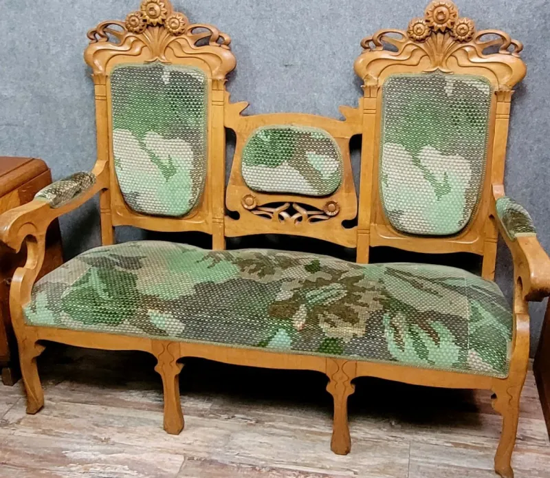 Online Pamono Art Nouveau Bench in the style of Alfonce Mucha, 1900s