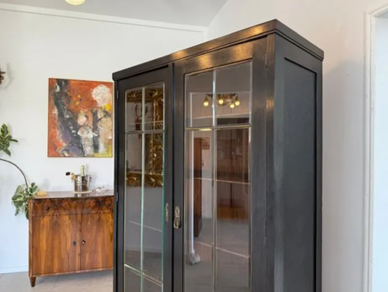 Pamono Art Nouveau Black Display Cabinet